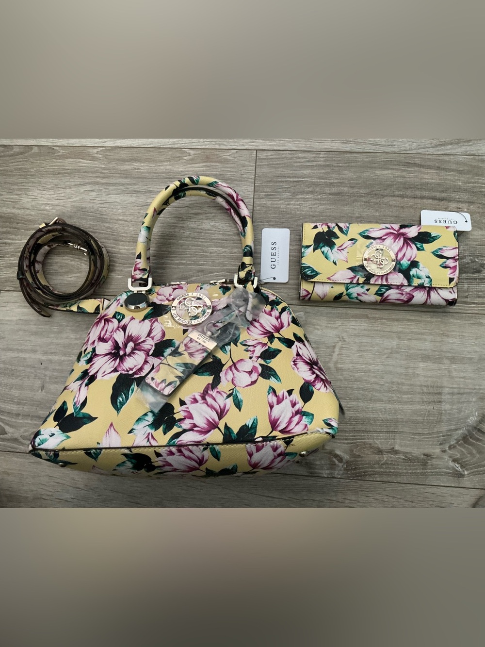 Vintage NWT Guess Floral Landon Dome Purse & Matching Wallet
